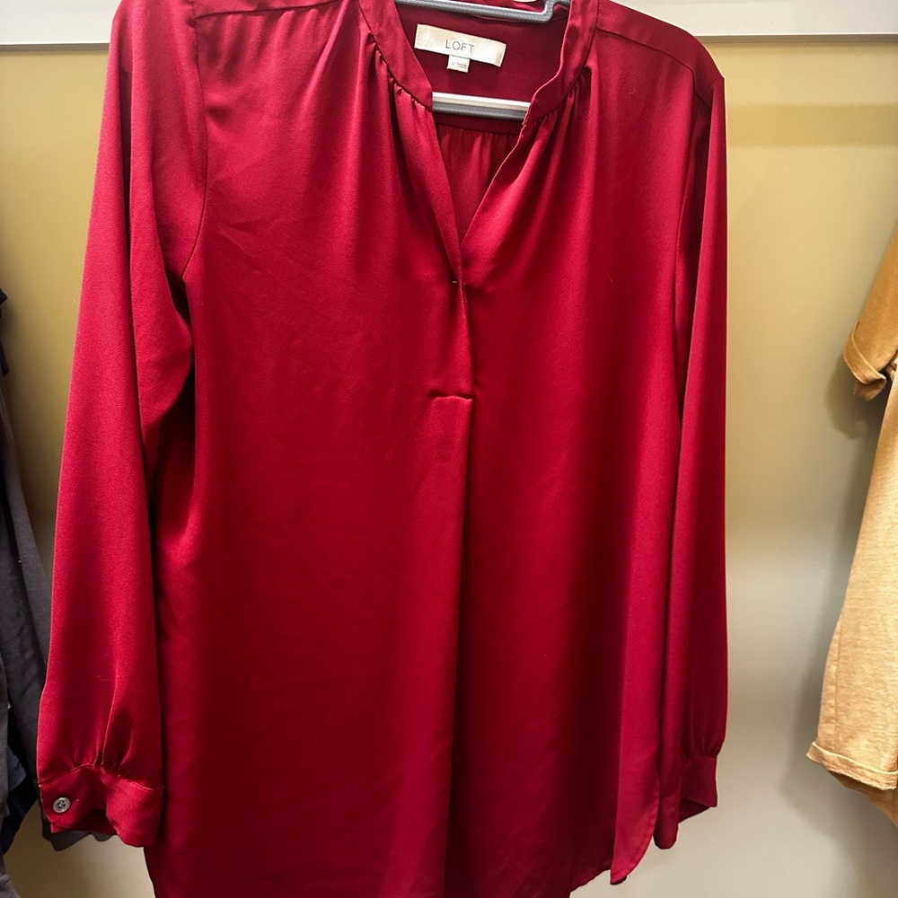 LOFT Women's Deep Red Blouse